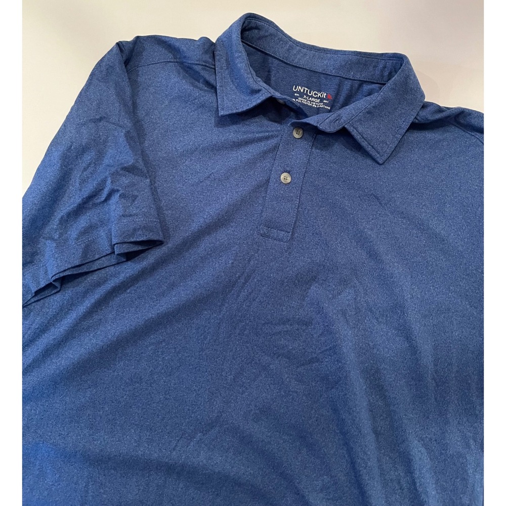 Untuckit Men's Short Sleeve Blue Polo Shirt Polyester Elastane Size XL - Picture 2 of 4